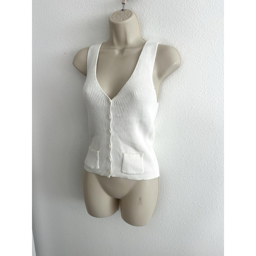 Brandy Melville Top Elizabeth Knit Sweater Vest Ivory Womens‎ Small Button Front - Picture 5 of 8